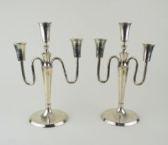 2 dreiflammige Kerzenleuchter, 830er Silber, H.Wurm, Braunschweig, Art déco, 1930er Jahre