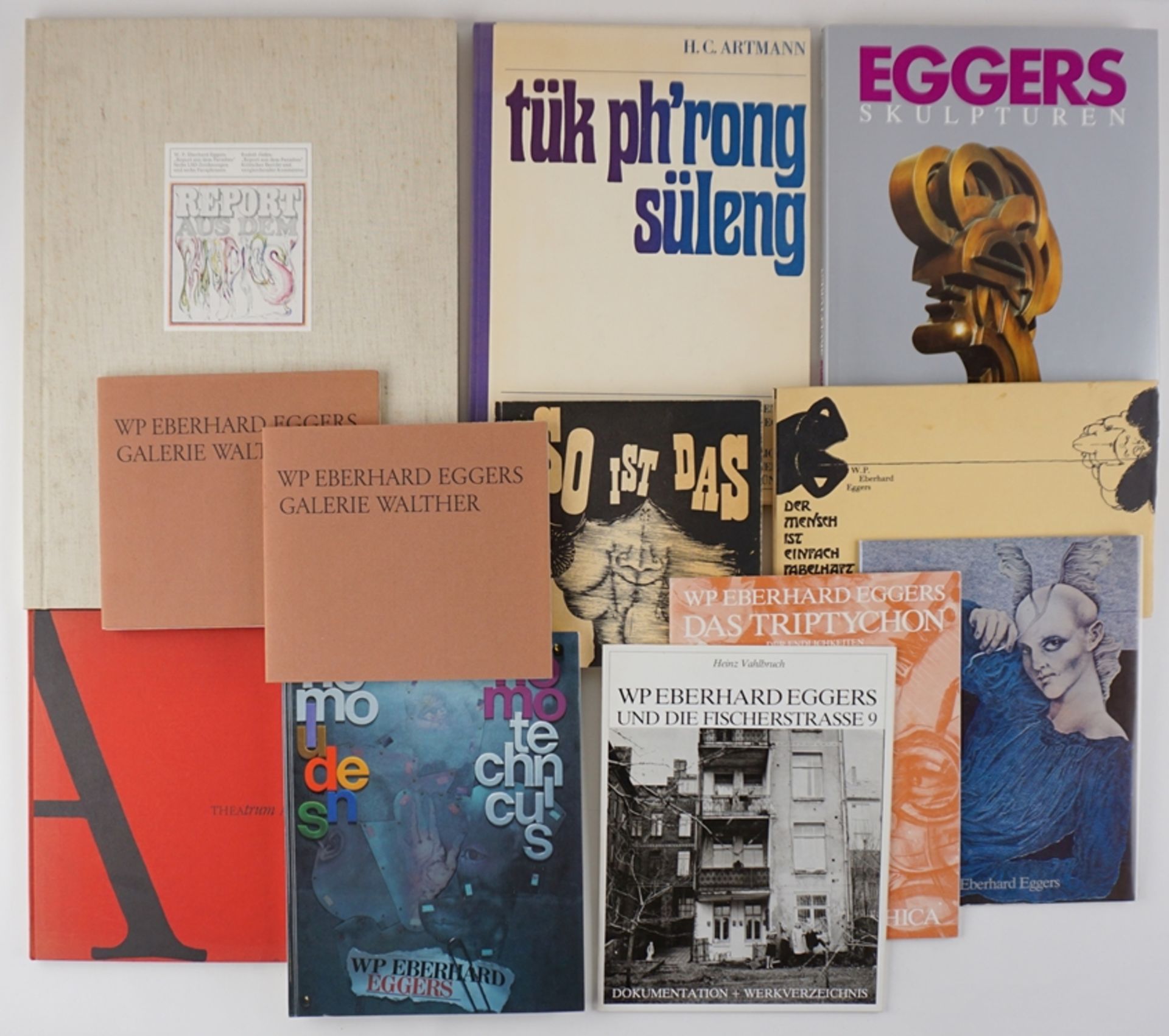 WP Eberhard Eggers (1939-2004, Hannover), Konvolut von 13 Büchern, Heften und einem Kalender, 1960e
