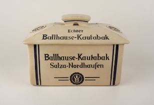 Kautabakdose" Echter Ballhause-Kautabak", Salza-Nordhausen, Hersteller J.W.Remy, Höhr, um 1910