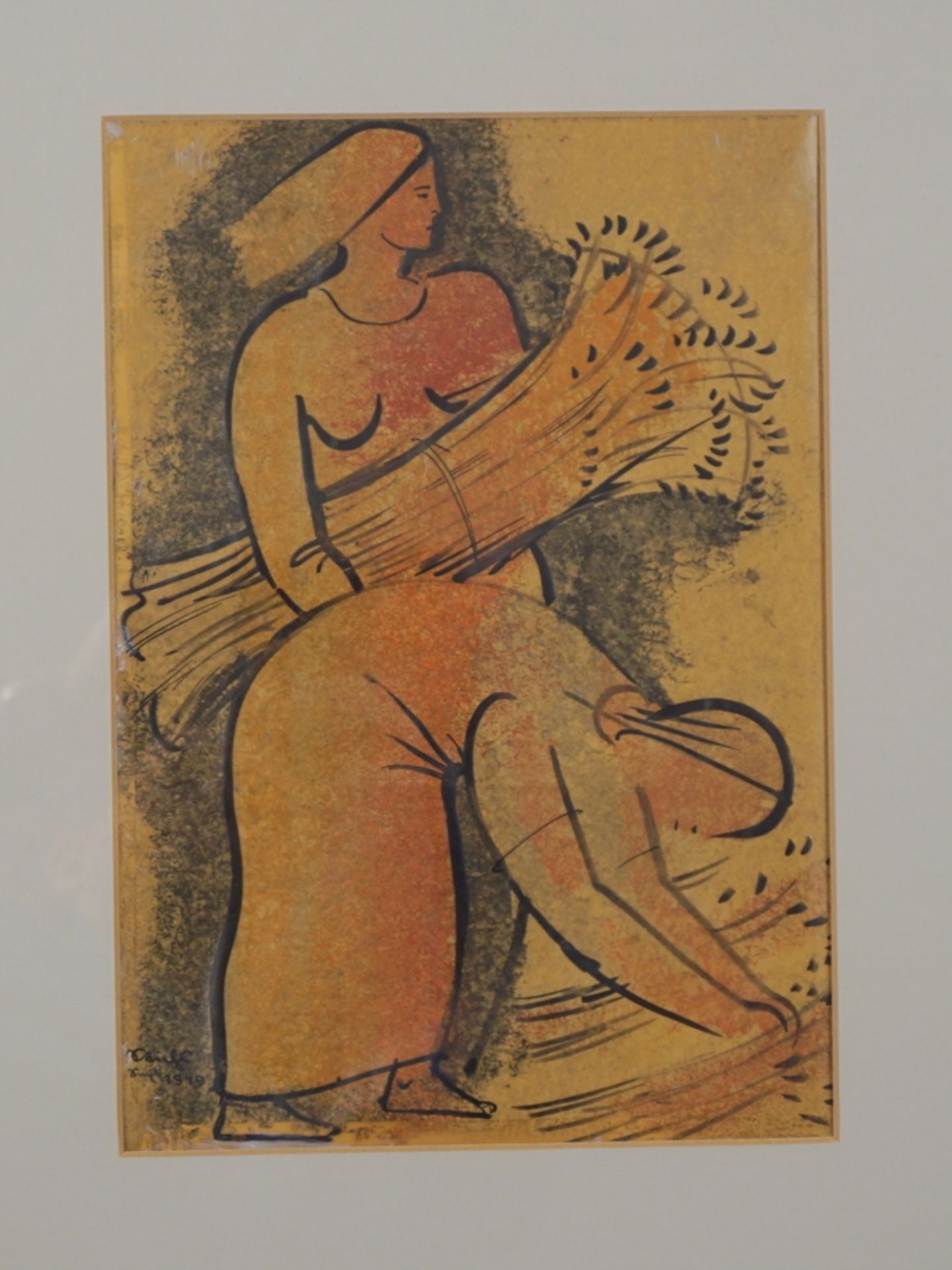 Friedrich Stichs (1896-1979, Karlsruhe), 2 Aquarelle "Erntedank", 1949