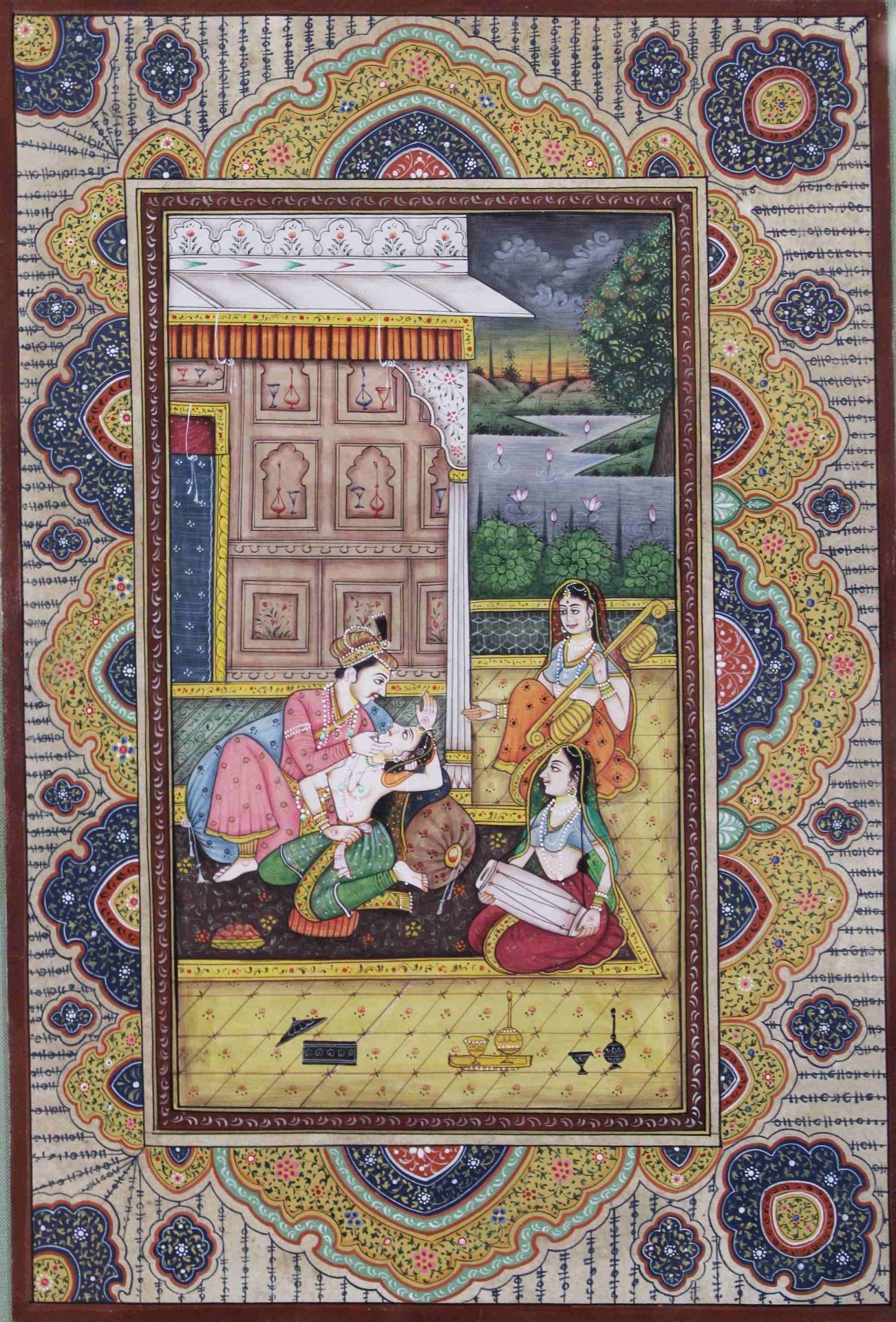 Acht Indische Miniatur - Malerei, Stempel, Jeypoor Government, Miniatur - Malerei mit zwei Pfauen am - Image 10 of 10
