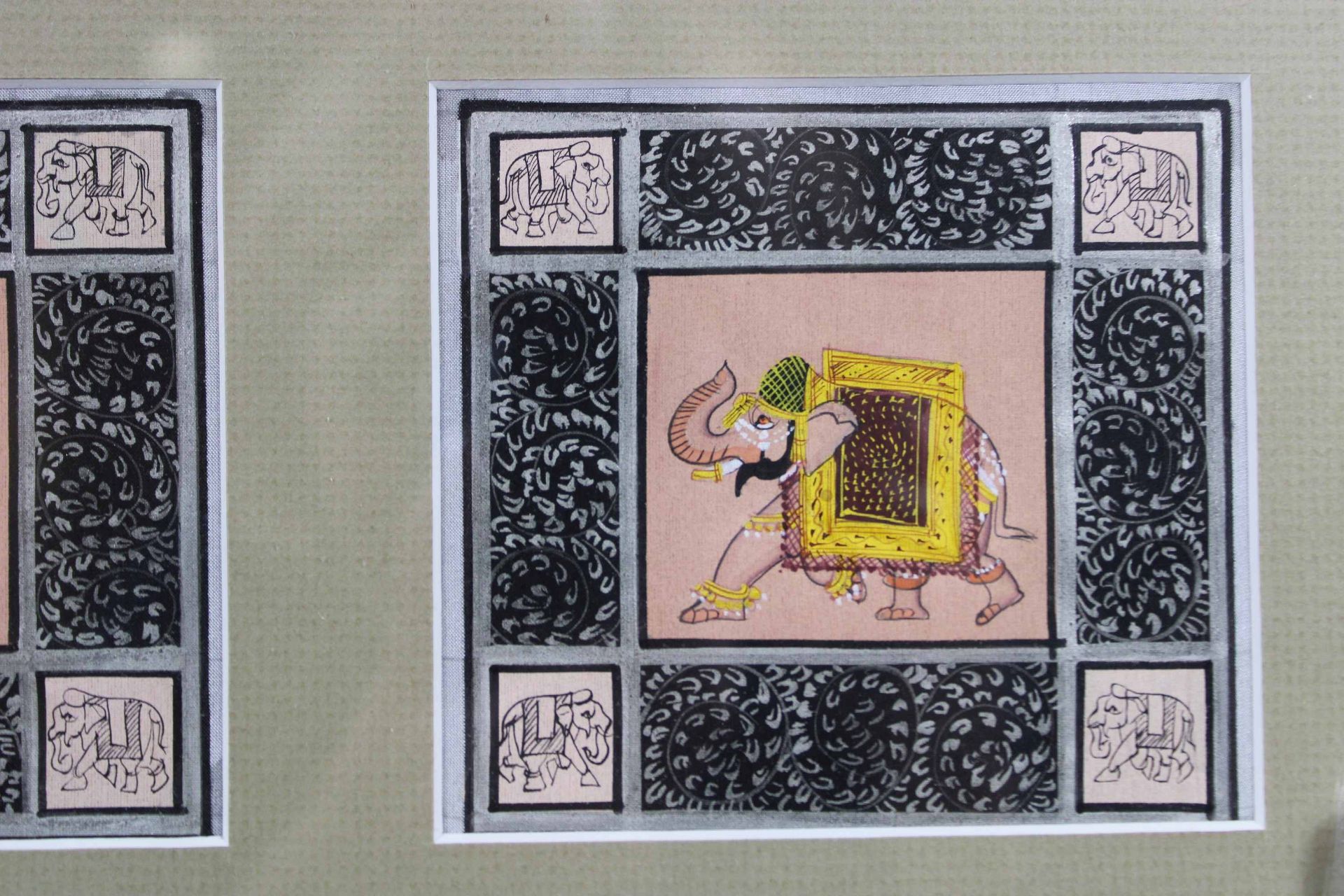 Acht Indische Miniatur - Malerei, Stempel, Jeypoor Government, Miniatur - Malerei mit zwei Pfauen am - Image 5 of 10