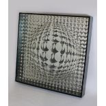 Victor Vasarely (ungarisch, 1906-1997), optische Komposition, Siebdruck auf Glas und verchromtem