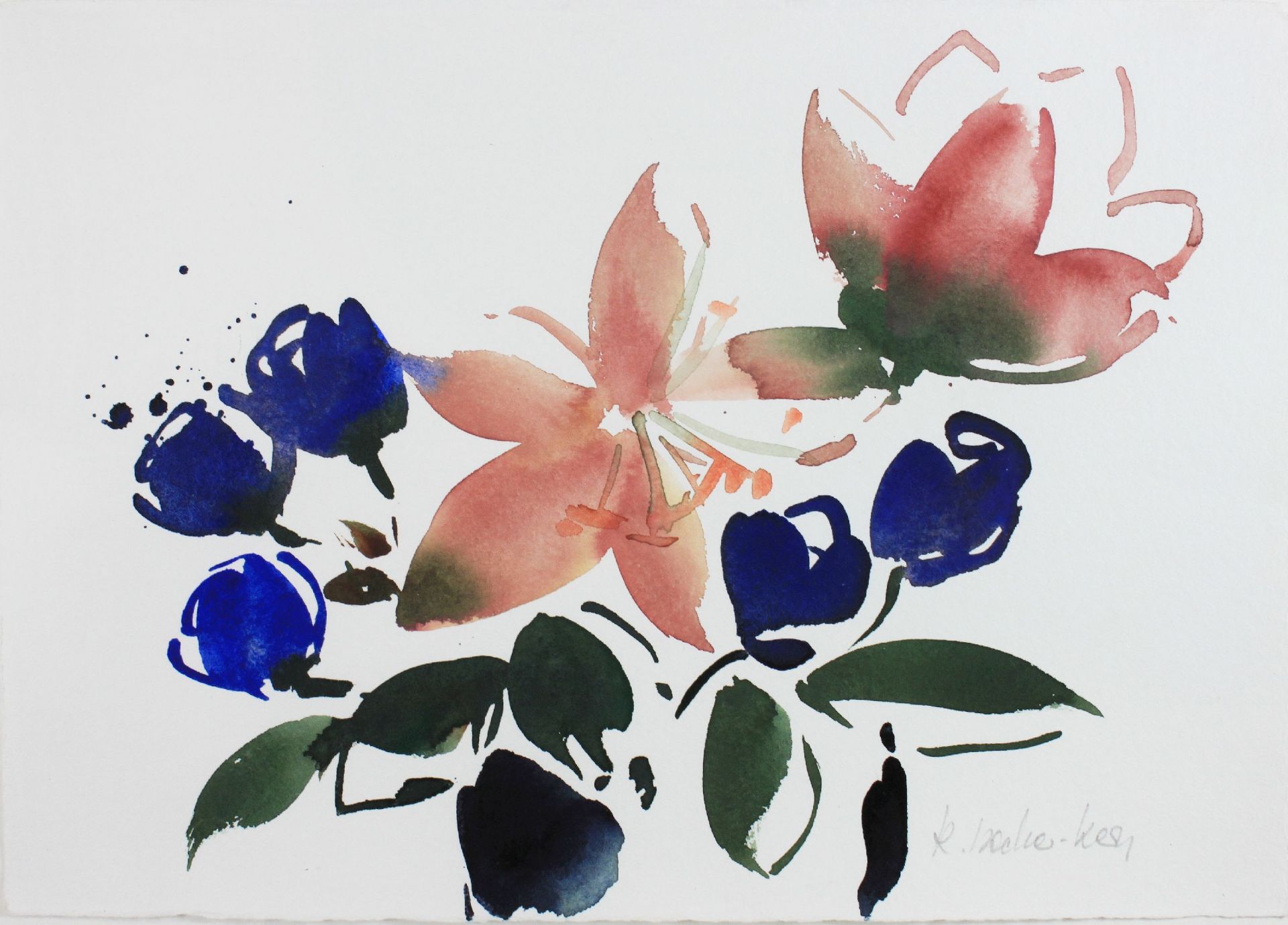 Regina Decker-Kern (deutsch, 1957), Blumen, Aquarell a. Papier, signiert, Blatt: ca. 18,5 x 26,5 cm, - Image 2 of 2