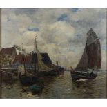 Andreas Dirks (deutsch, 1866 - 1922), Fischerboote, Öl auf Leinwand, unten links signiert, Maße: