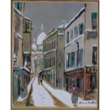 Maurice Utrillo (französisch, 1883-1955), Rue Saint Rustique,Lithographie, handkoloriert, Unten