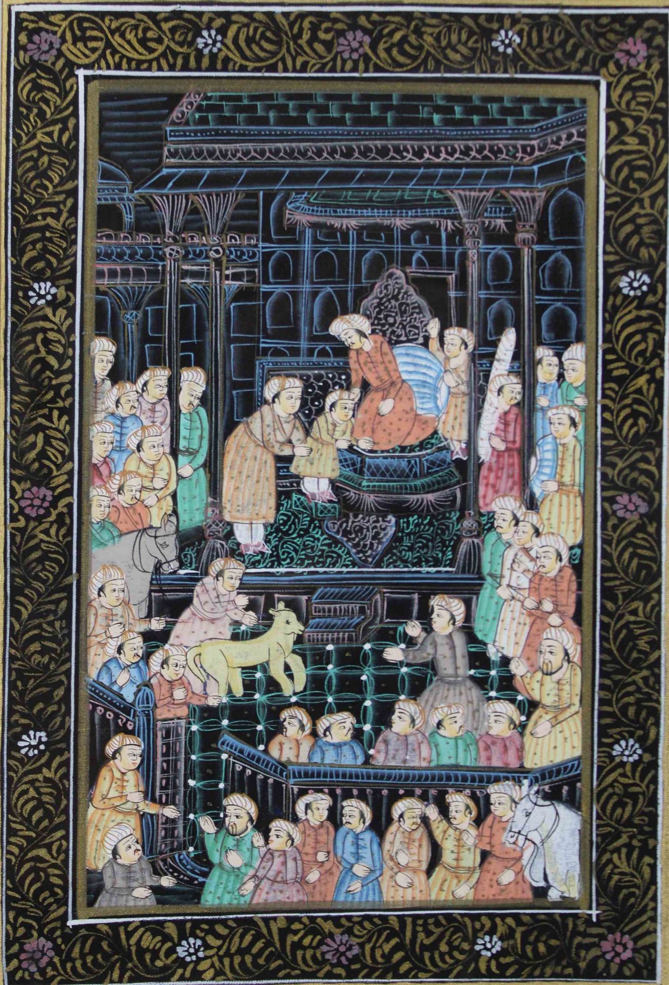 Acht Indische Miniatur - Malerei, Stempel, Jeypoor Government, Miniatur - Malerei mit zwei Pfauen am - Image 9 of 10