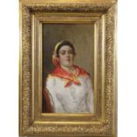 Paul Peel (kanadisch, 1860 - 1892), Frauenporträt, Öl auf Holz, unten rechts bezeichnet, Maßen: 19 x