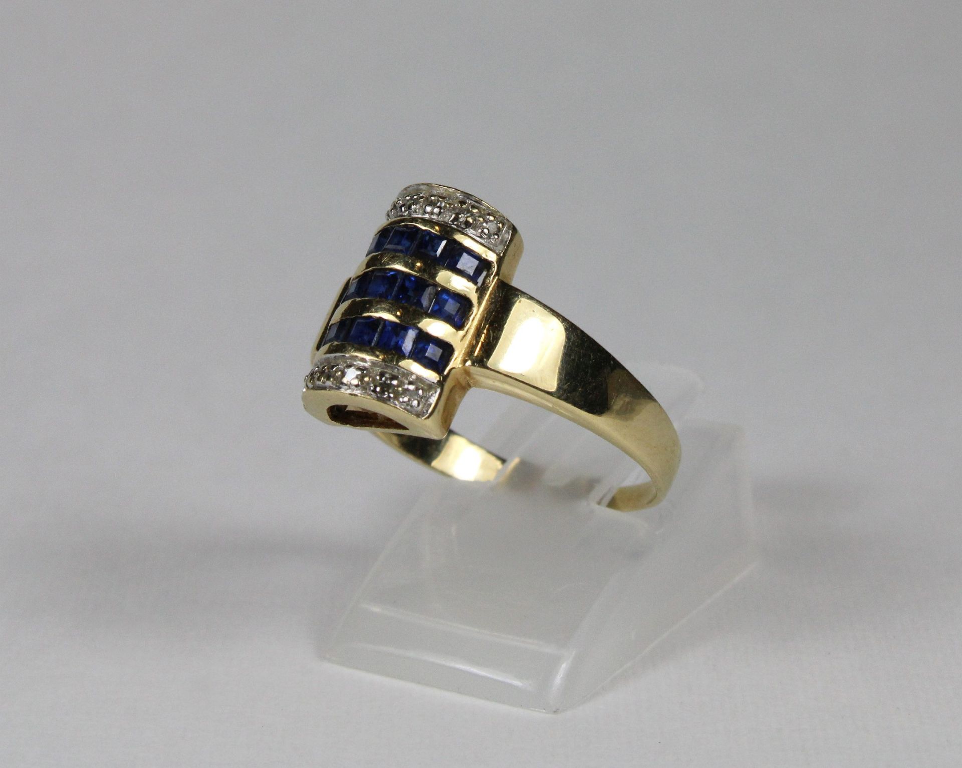 Ring mit Buntsteinen, 14K Gold, Ringgröße 60, Gesamtgewicht: 4,30 g. Guter, altersbedingter - Image 2 of 2