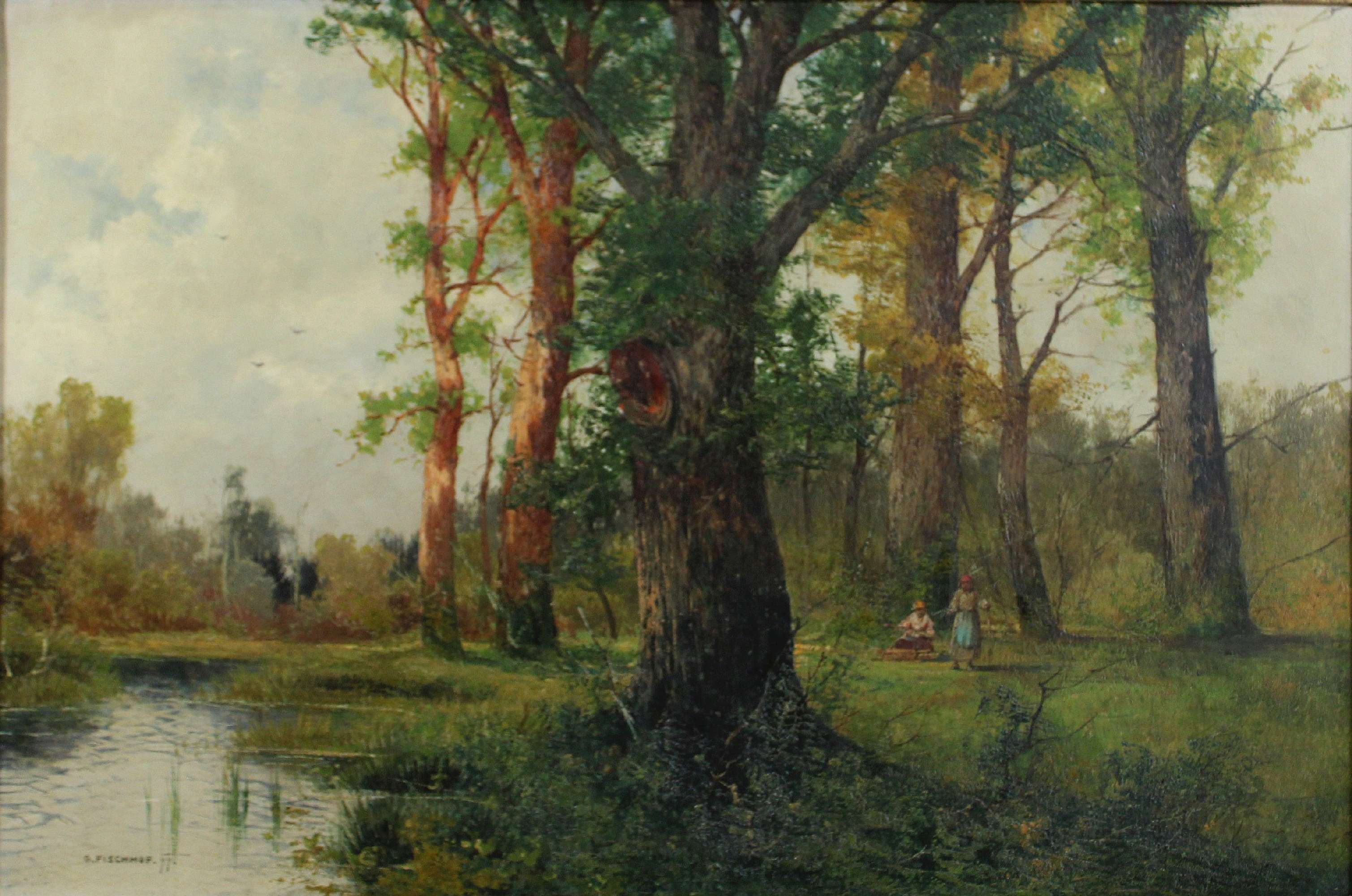 Georg Fischhof (österreichisch, 1859 - 1914), im Wald, ÖL auf Leinwand, unten links signiert und