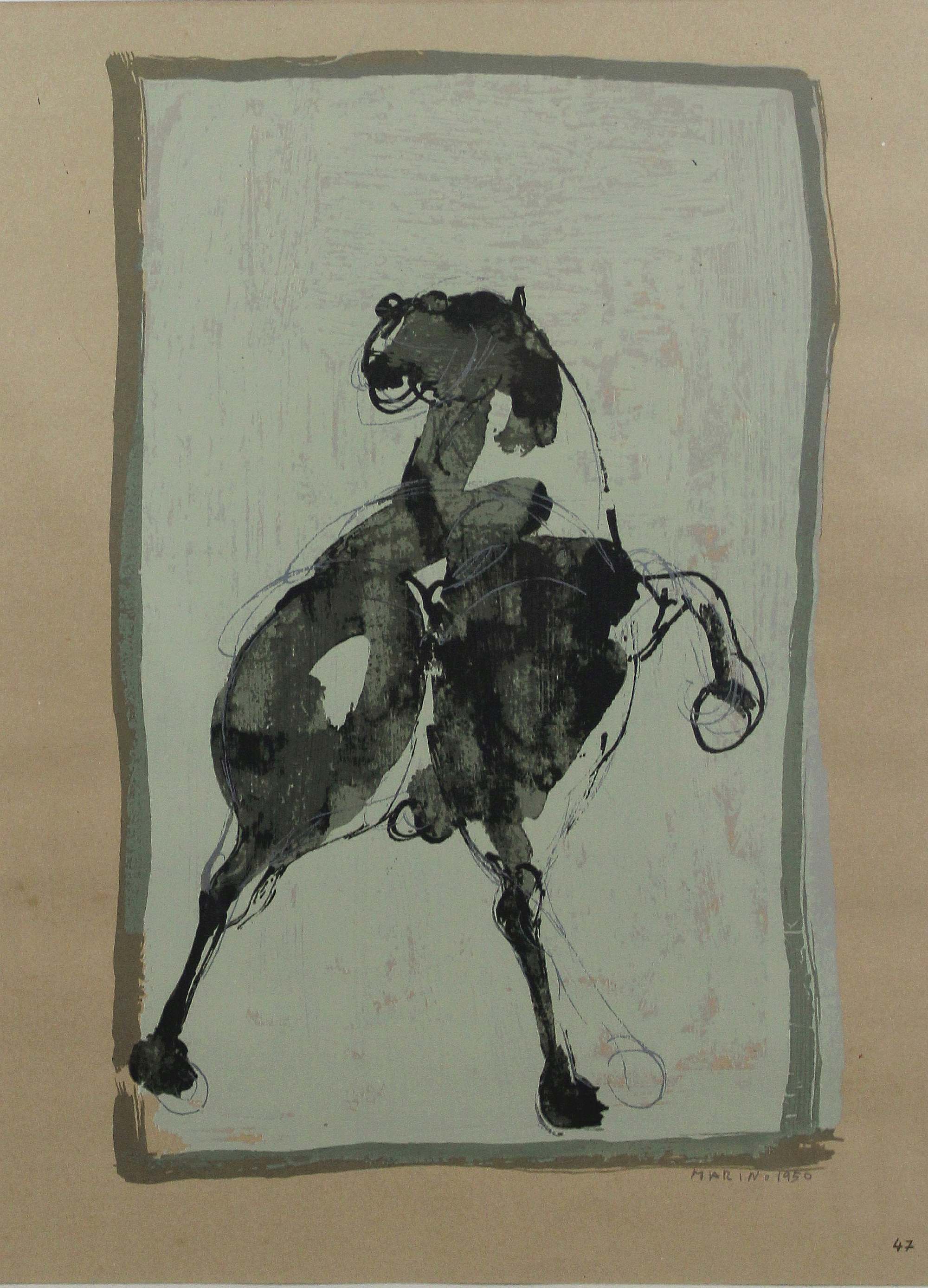 Marino Marini (italienisch, 1901 - 1980), Pferd, 1950, Mischtechnik auf Papier, unten rechts