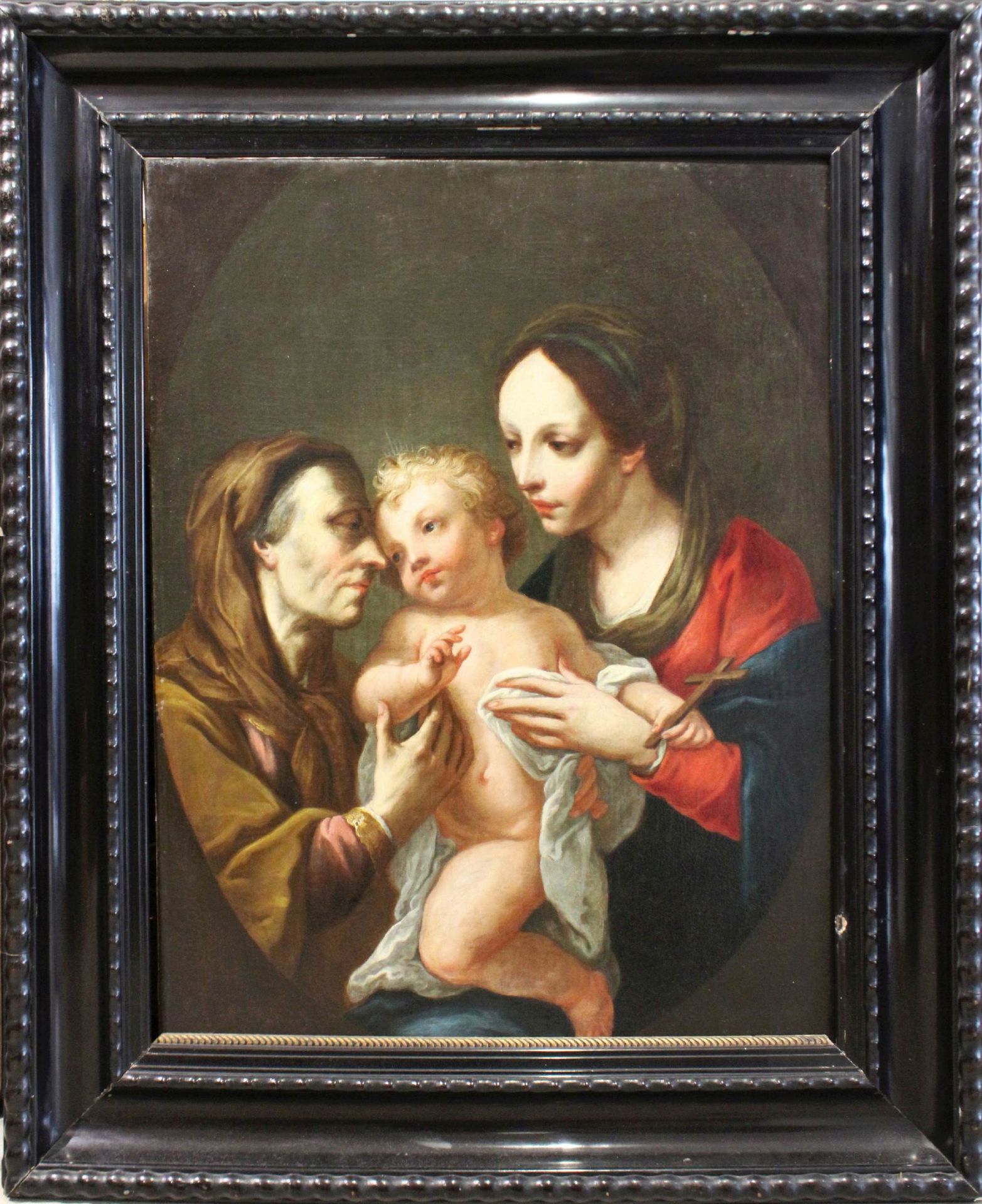 Heilige Familie, wohl Frankreich/ Italien, Ende 18. Jh., Öl auf Leinwand, unsigniert, Lichtmaß: 92 x - Bild 3 aus 3