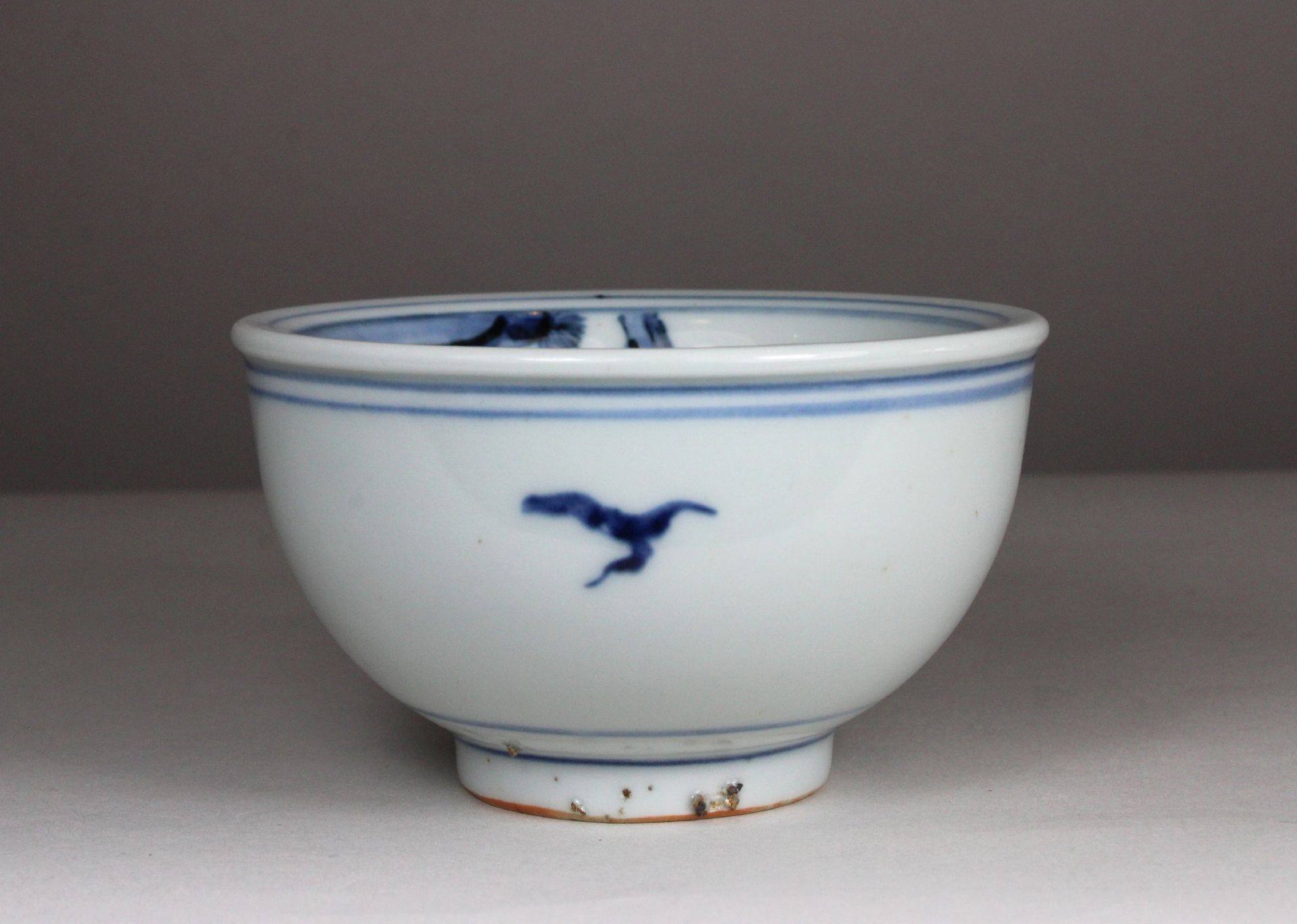 Schale, China, Porzellan, 19. Jh., ohne Marke, blau-weiße Unterglasur, figürliche Szene, Durchmesser
