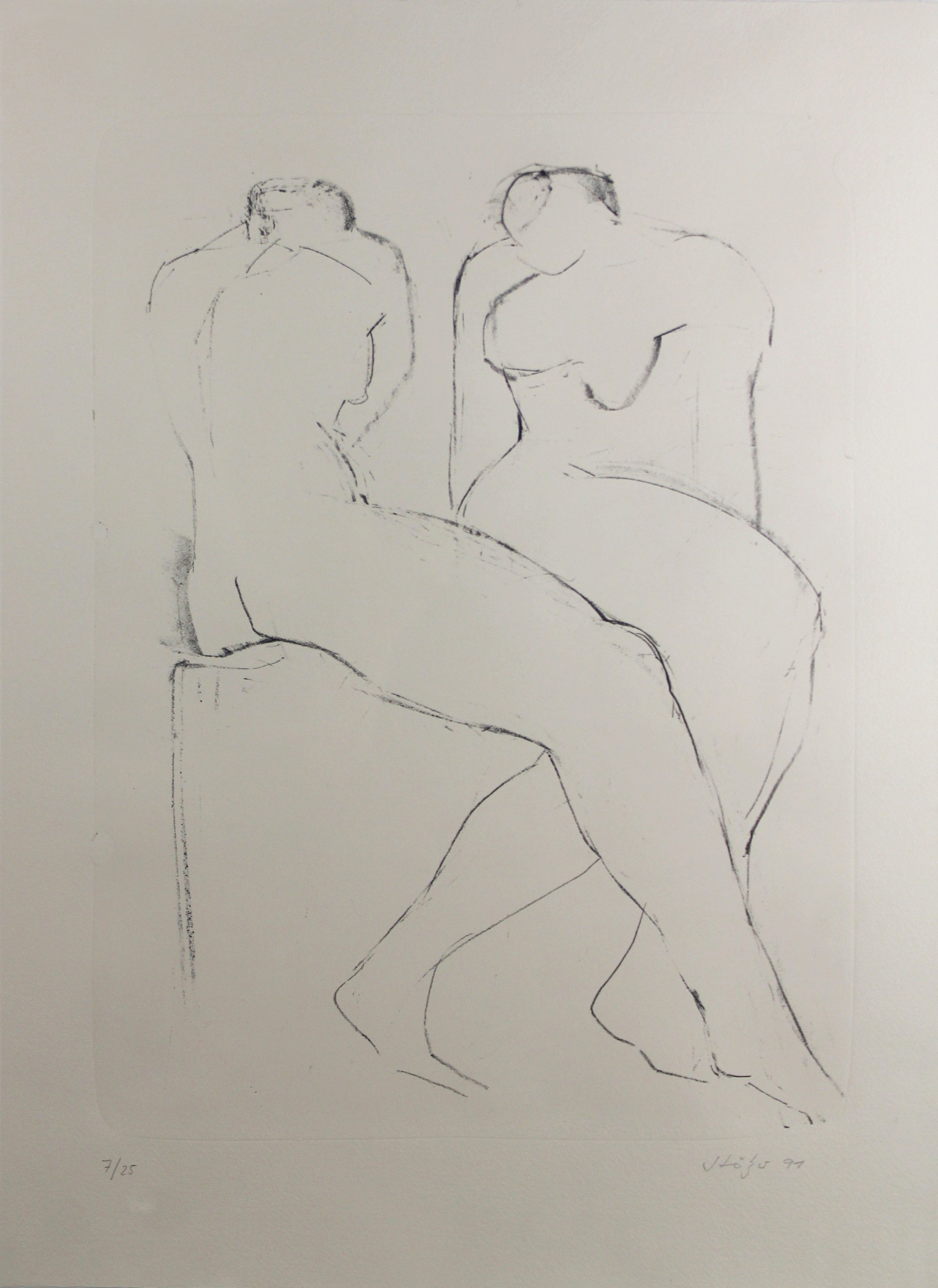 Werner Stötzer (deutsch, 1931 - 2010), Doppel-Akt, Lithografie, unten rechts signiert und datiert (