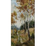 Heinrich Gogarten (deutsch, 1850 - 1911), Figure in Herbstlandschaft, 1893, Öl auf Leinwand, unten