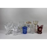 Glas-Konvolut 12-tlg., bestehend aus sieben Gläsern, fünf Bechern, verschiedene Formen, Größen und