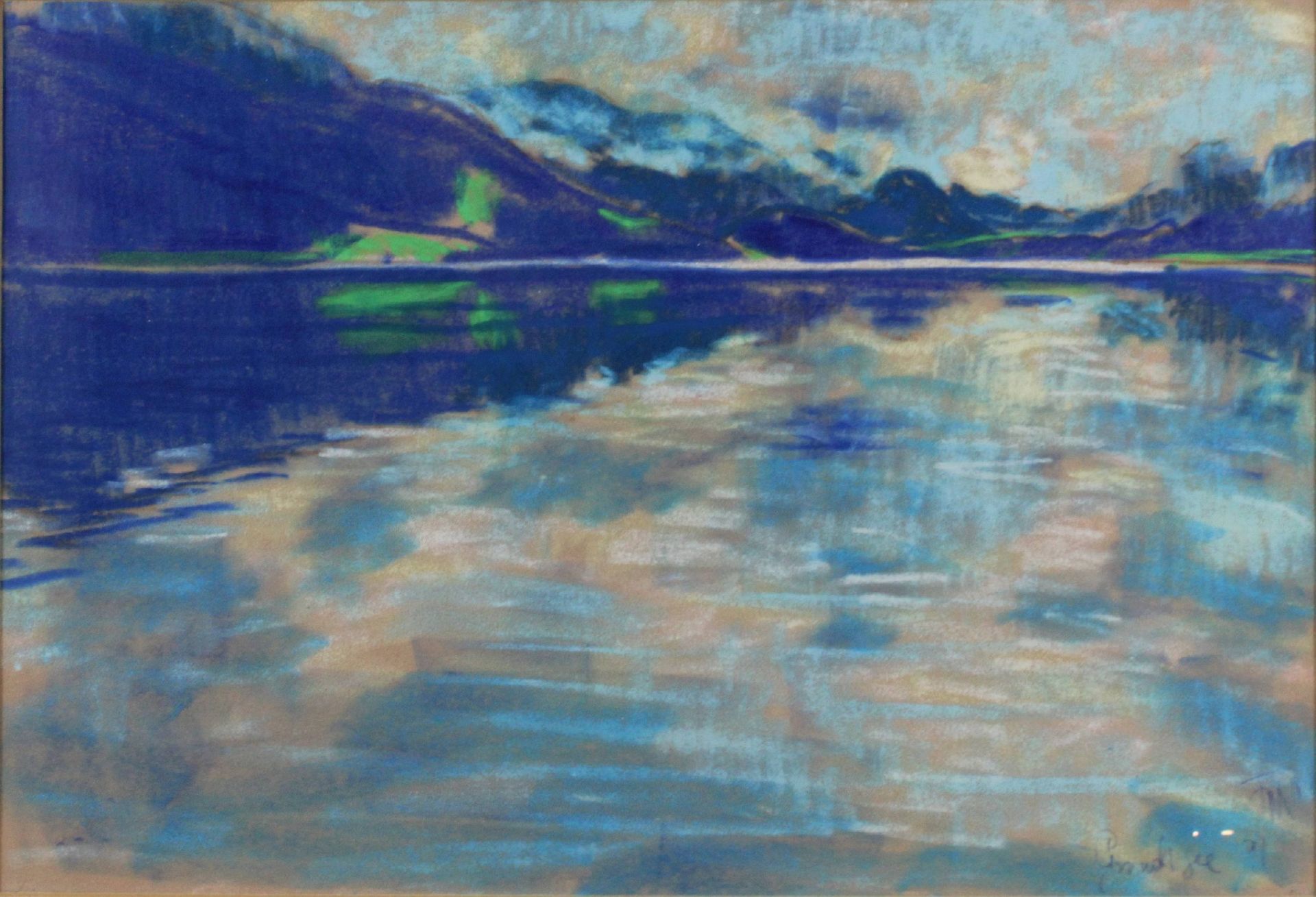 Unbekannter Künstler, Grundlsee, Pastell auf Papier, unten rechts unleserlich monogrammiert und