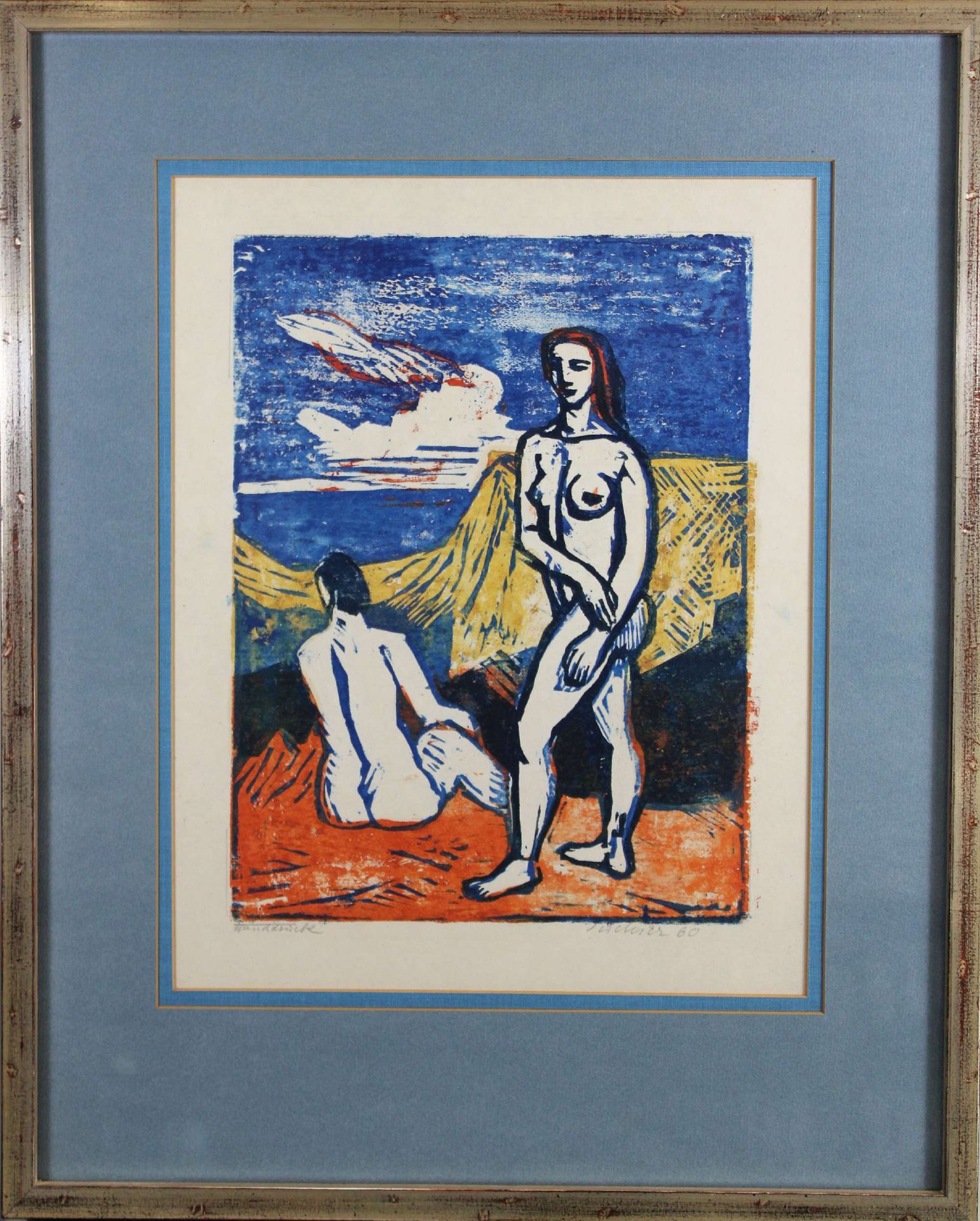 Hans Jüchser (deutsch, 1894 - 1977), Frauen am Strand, Handdruck, unten rechts signiert und - Bild 3 aus 3