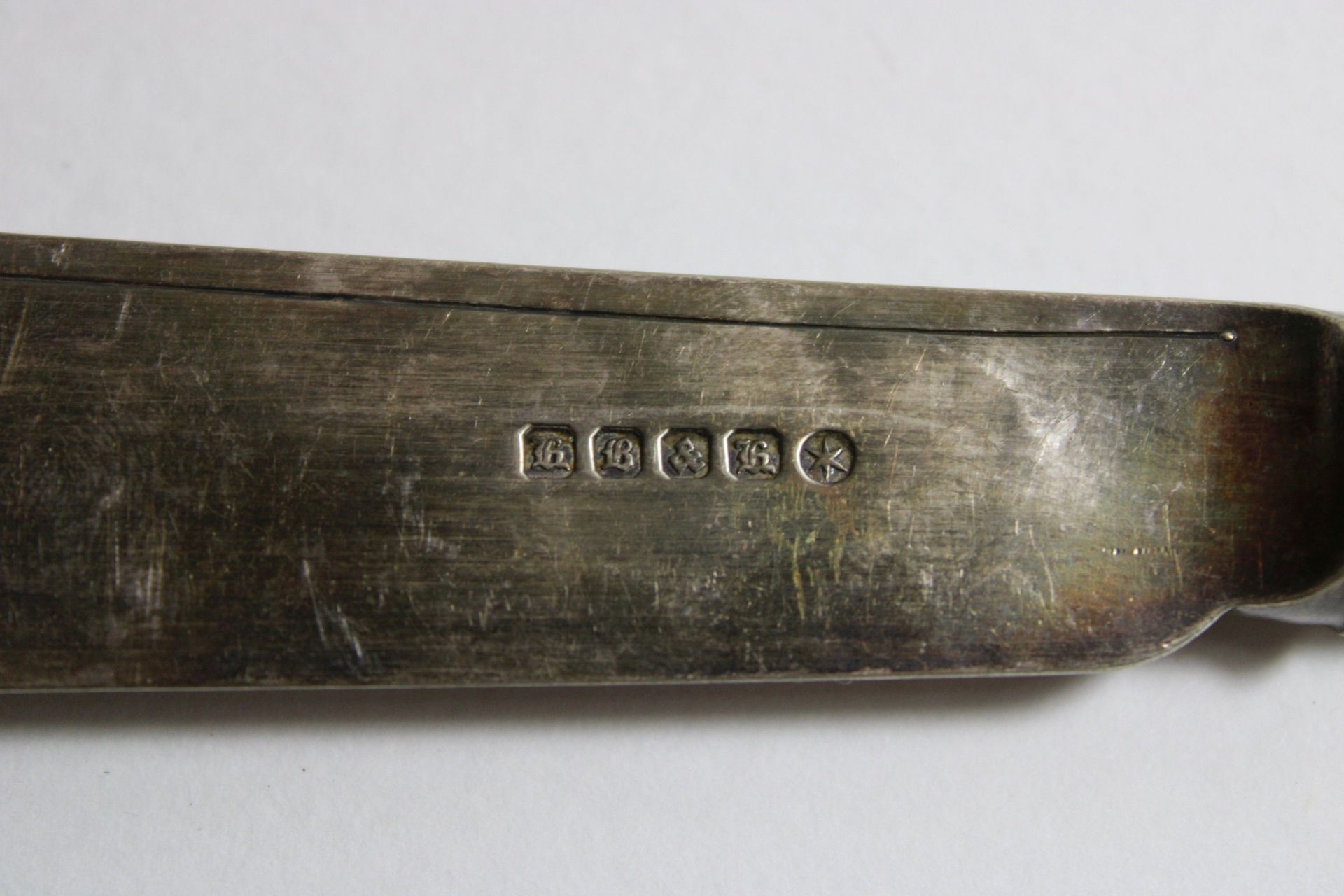 Vorlegebesteck und Messer, 3-tlg., England, schreitender Löwe, Gewicht: 307 gr. . Guter, - Bild 2 aus 2