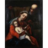 Heilige Familie, Öl auf Leinwand, unsigniert, 18. Jhdt. wohl Italien. Maße: 50 x 62 cm, Rahmen: 62 x