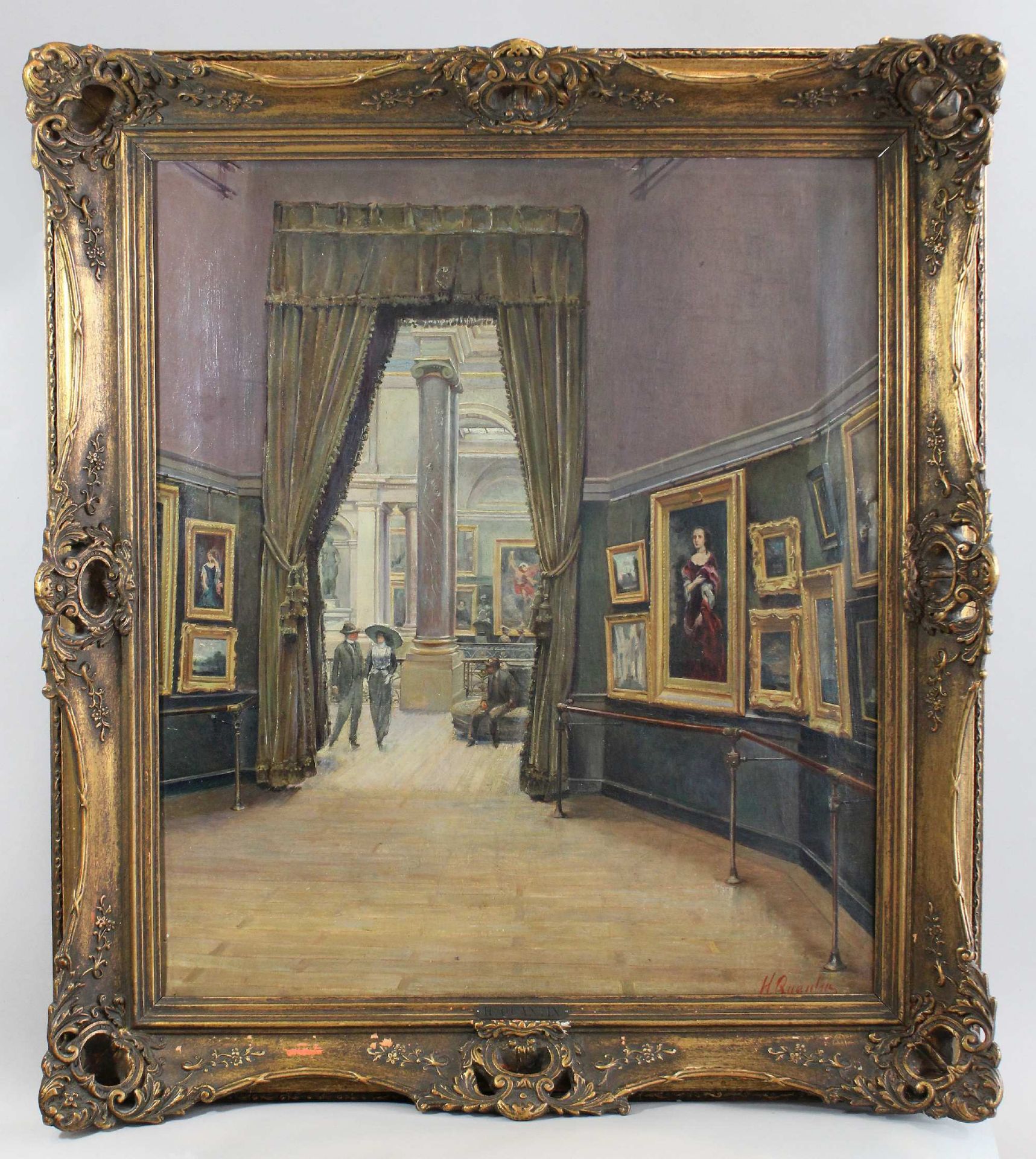 Henri Quantin (belgisch, 1865 - 1938), Innenraum des Museums, Öl auf Leinwand, unten recht signiert, - Image 3 of 3