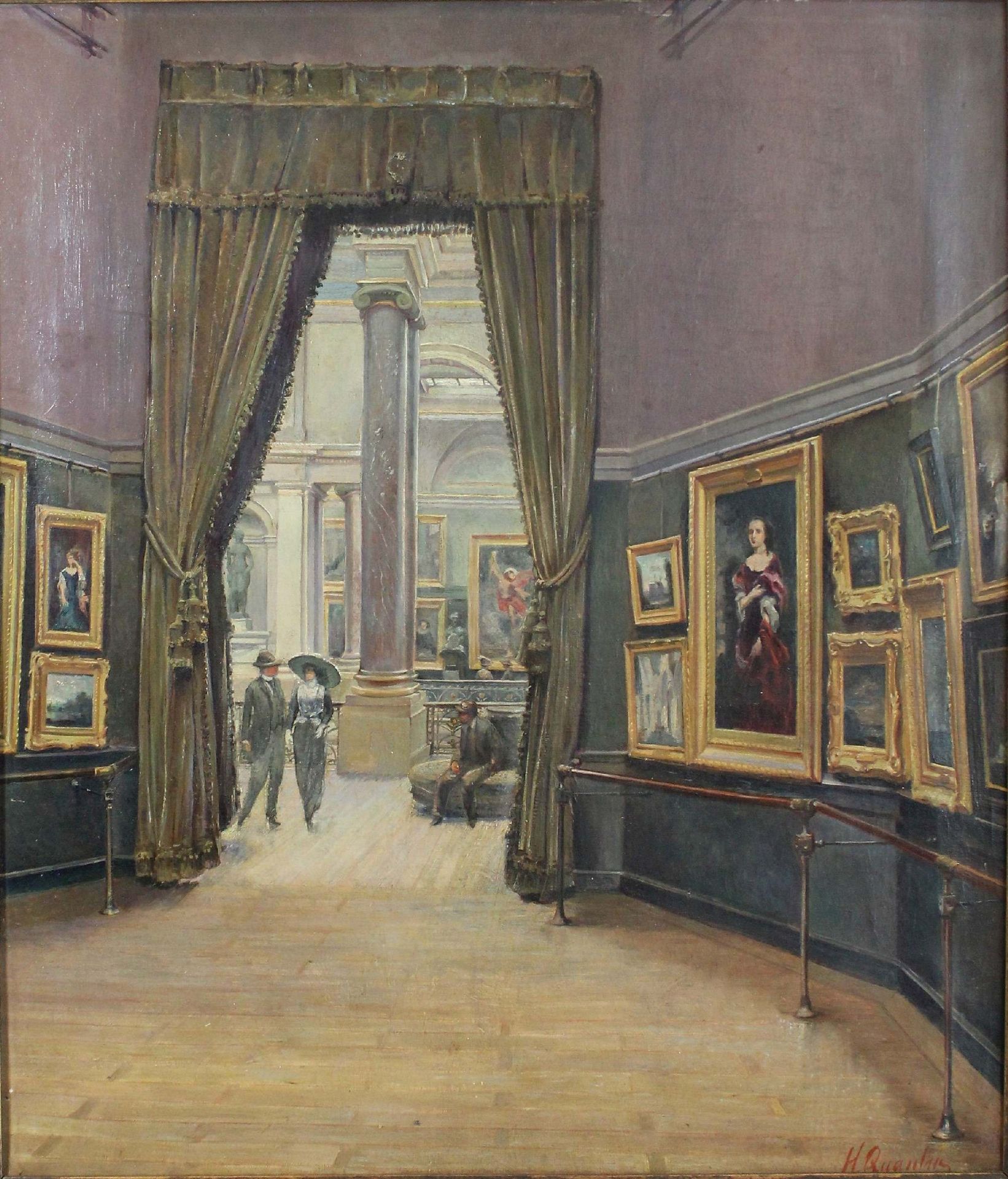 Henri Quantin (belgisch, 1865 - 1938), Innenraum des Museums, Öl auf Leinwand, unten recht signiert,