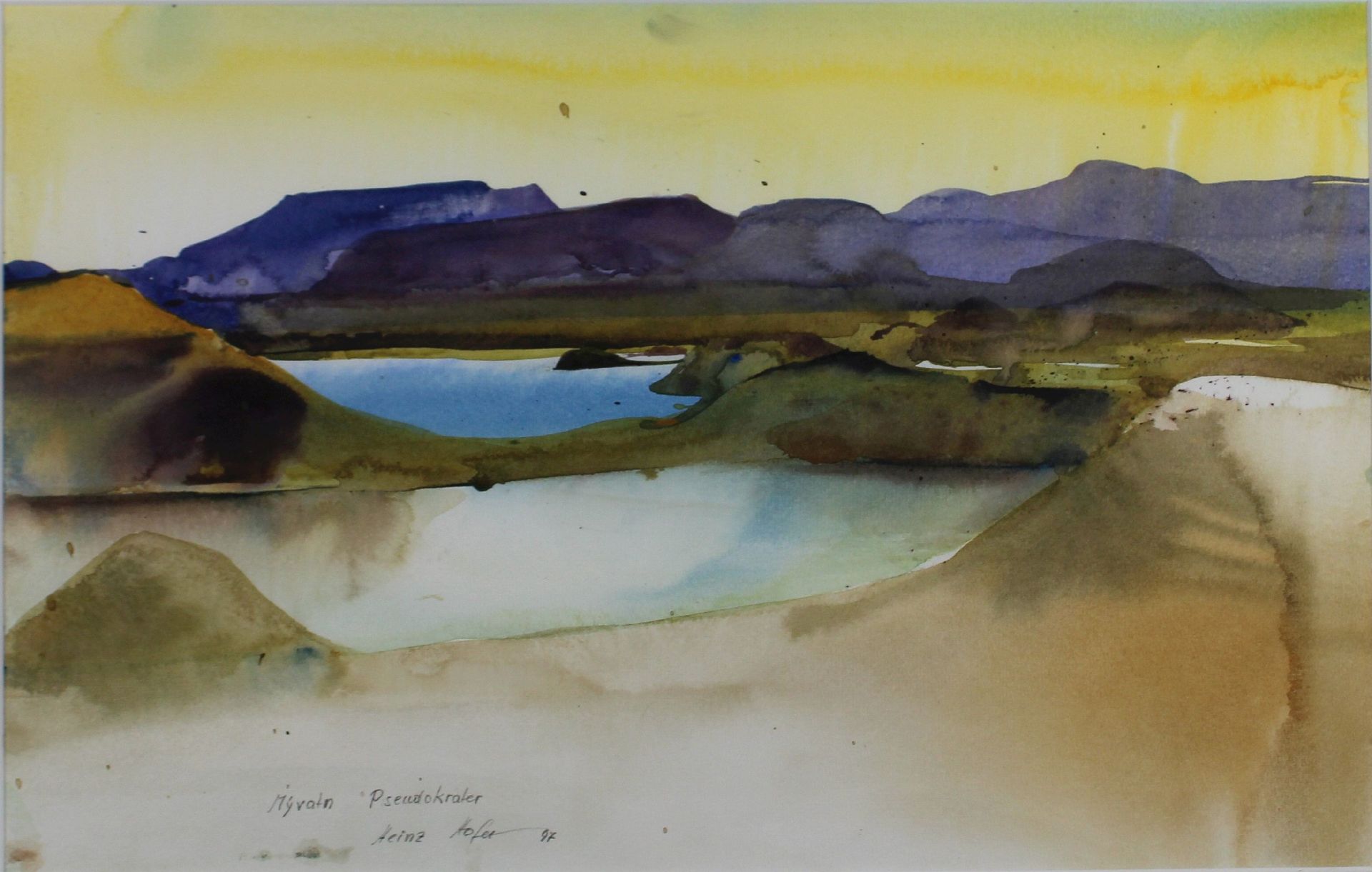 Heinz Hofer (österreichisch, geb. 1956), Paar Landschaften, Aquarell, Myvatn Pseudokrater, unten - Bild 4 aus 4