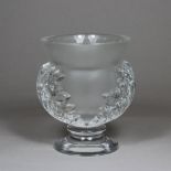 Vase, Glas, Lalique, H. 11,5 cm, guter, altersbedingter Zustand.