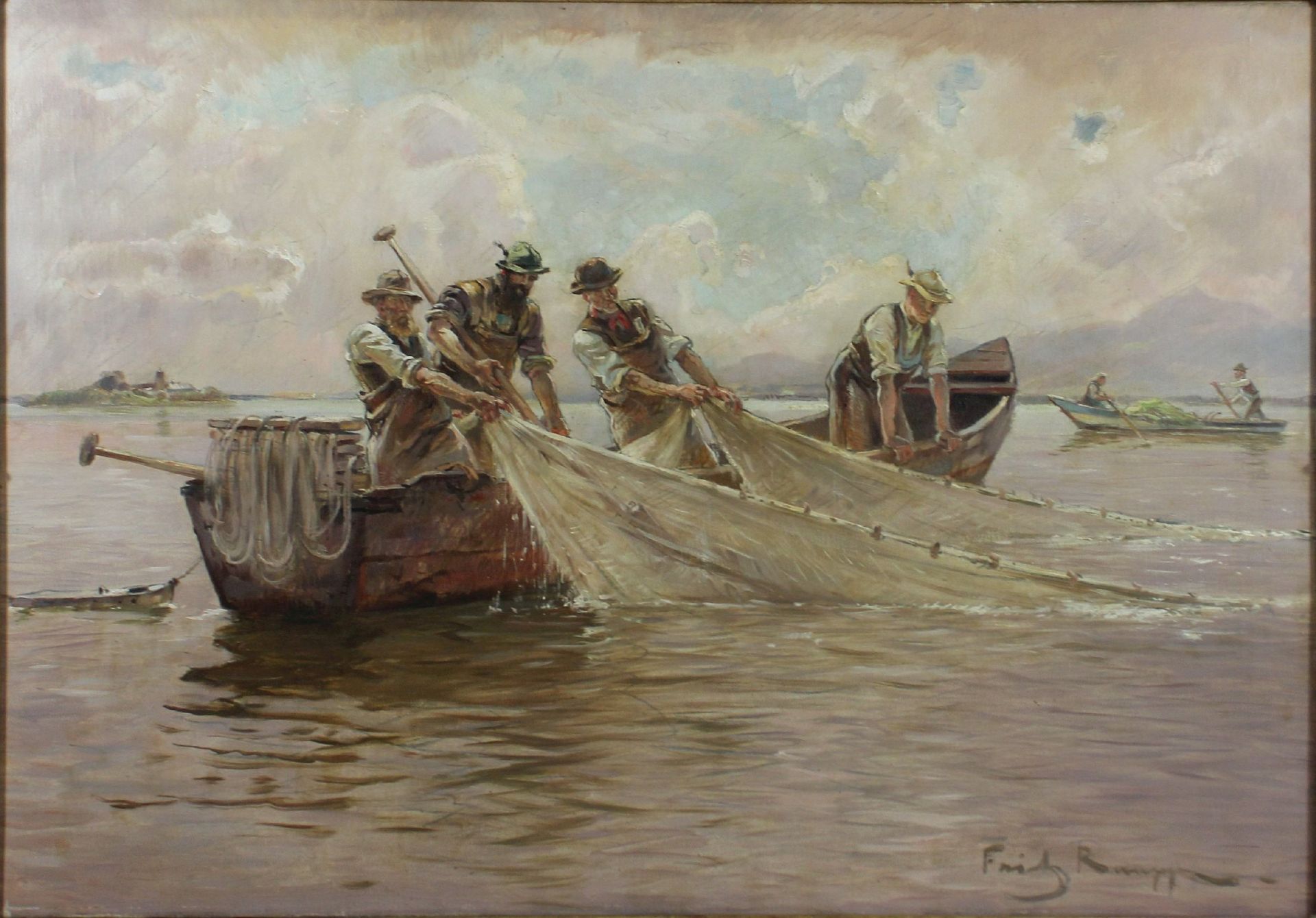 Fritz Rumpp, Chiemsee, Öl auf Leinwand, unten rechts signiert, Lichtmaß: 70 x 100 cm, Rahmen: 97 x