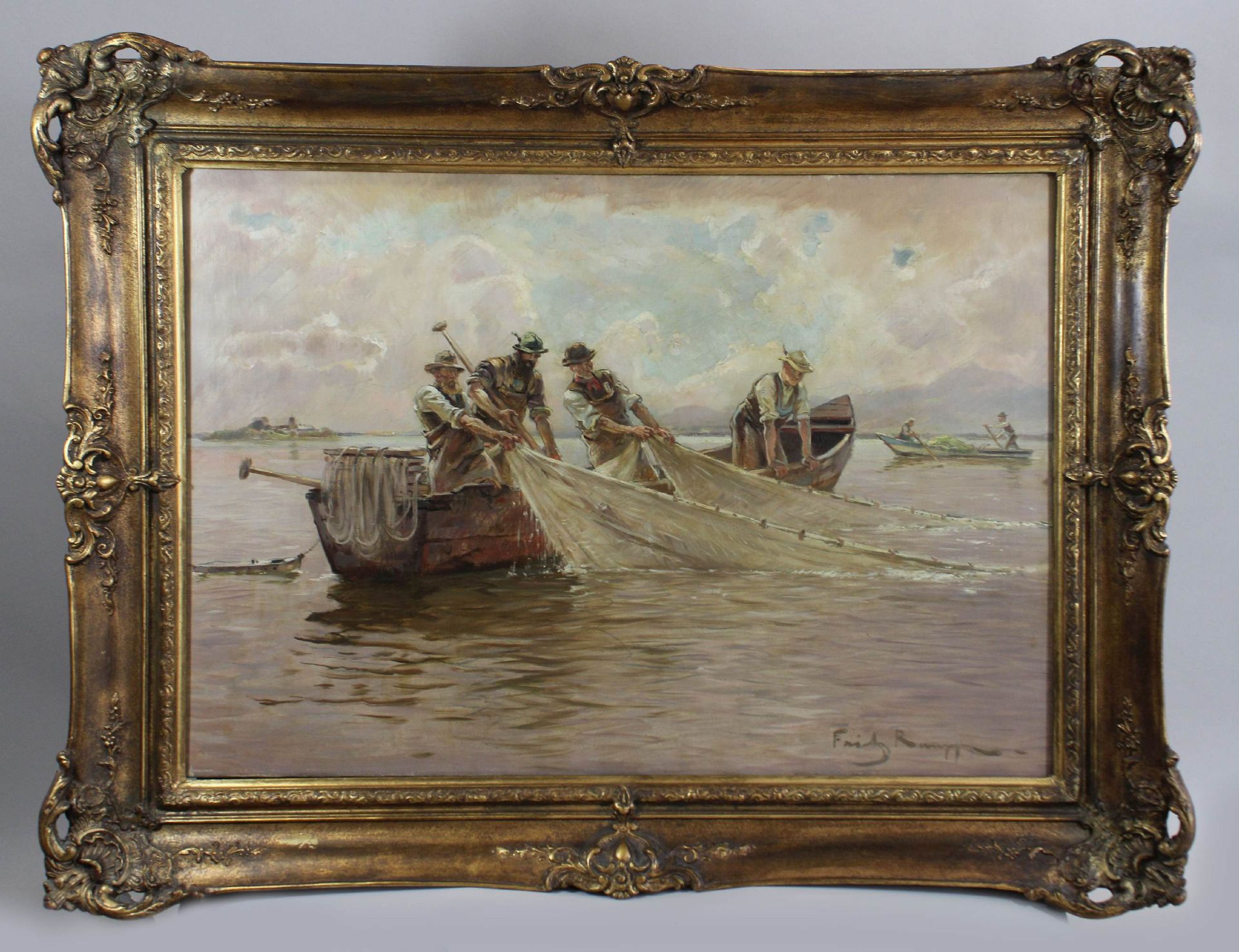 Fritz Rumpp, Chiemsee, Öl auf Leinwand, unten rechts signiert, Lichtmaß: 70 x 100 cm, Rahmen: 97 x - Bild 3 aus 3