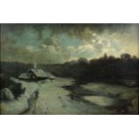 Krug Wilhelm, winterliche Landschaft, Öl auf Leinwand, unten rechts signiert, Lichtmaß: 80 x 118 cm,