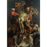 Unbekannter Künstler, Kreuzabnahme Christi, Öl auf Lwn., Doubliert, Wohl 17 - 18 Jh., Maße: 146 ×