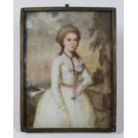 Miniaturmalerei, Damenportrait, unten rechts monogrammiert, Maße: 7x9 cm. Guter, altersbedingter