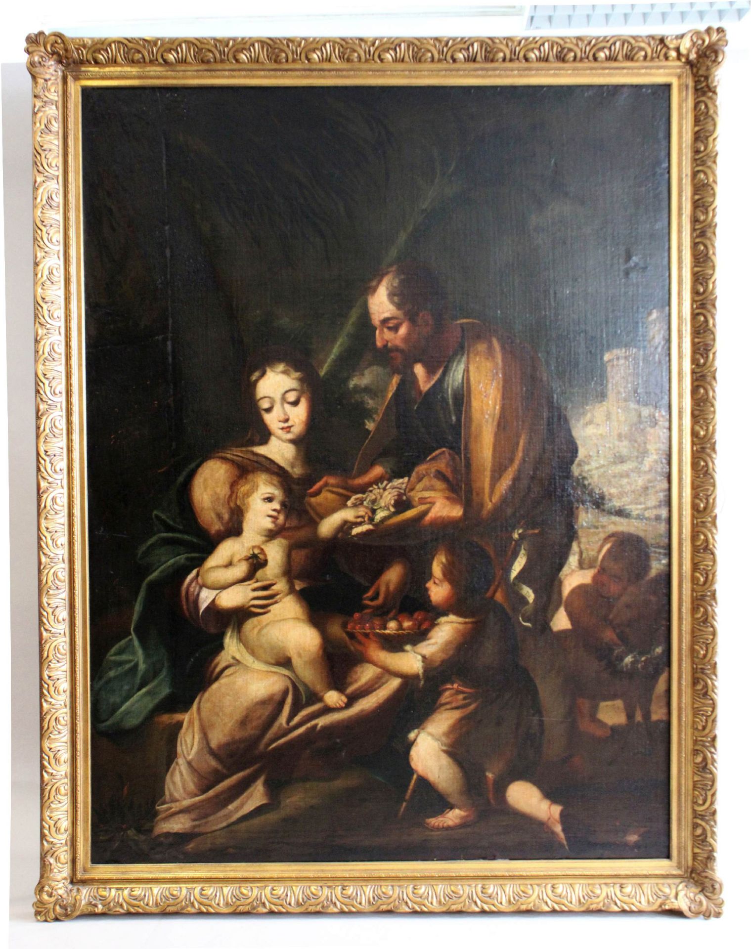 Heilige Familie, 18. Jh. oder frühe, Öl a. Leinwand, unsigniert, Lichtmaß: 165 x 125 cm, Rahmen: 185 - Image 3 of 3