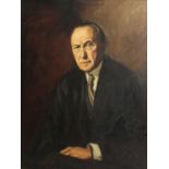 Unbekannter Künstler, Adenauer Porträt, Öl auf Leinwand, unsigniert, Lichtmaß: 105 x 80 cm,