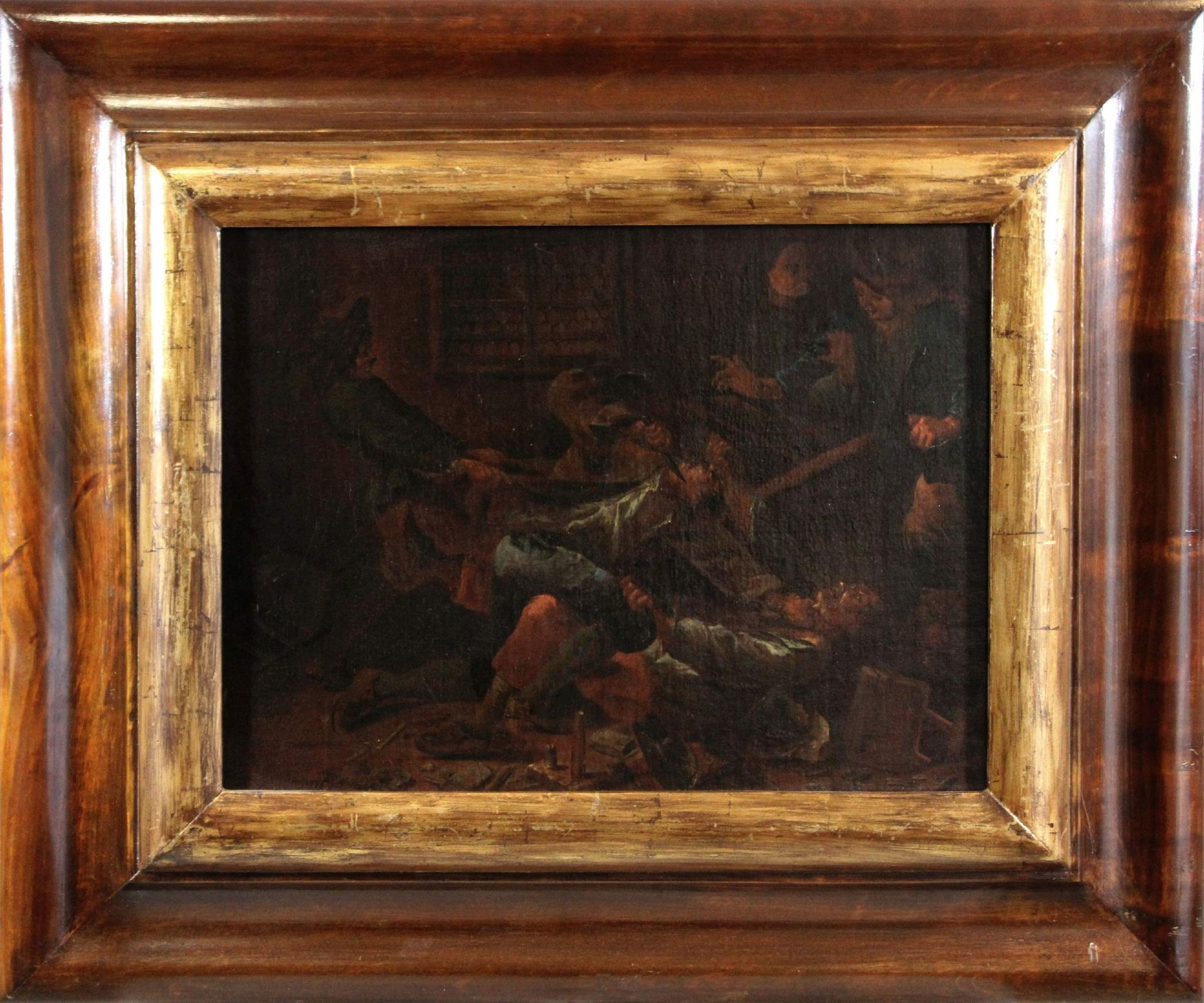 Unbekannter Künstler der David Teniers-Schule, Falschspieler, Öl auf Leinwand, unsigniert, Maße: - Image 2 of 2