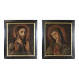 Bildespaar Maria und Jesus, 17. / 18. Jh., Öl auf Leinwand, Lichtmaß: je. ca. 40,5 x 49,5 cm, Rahme