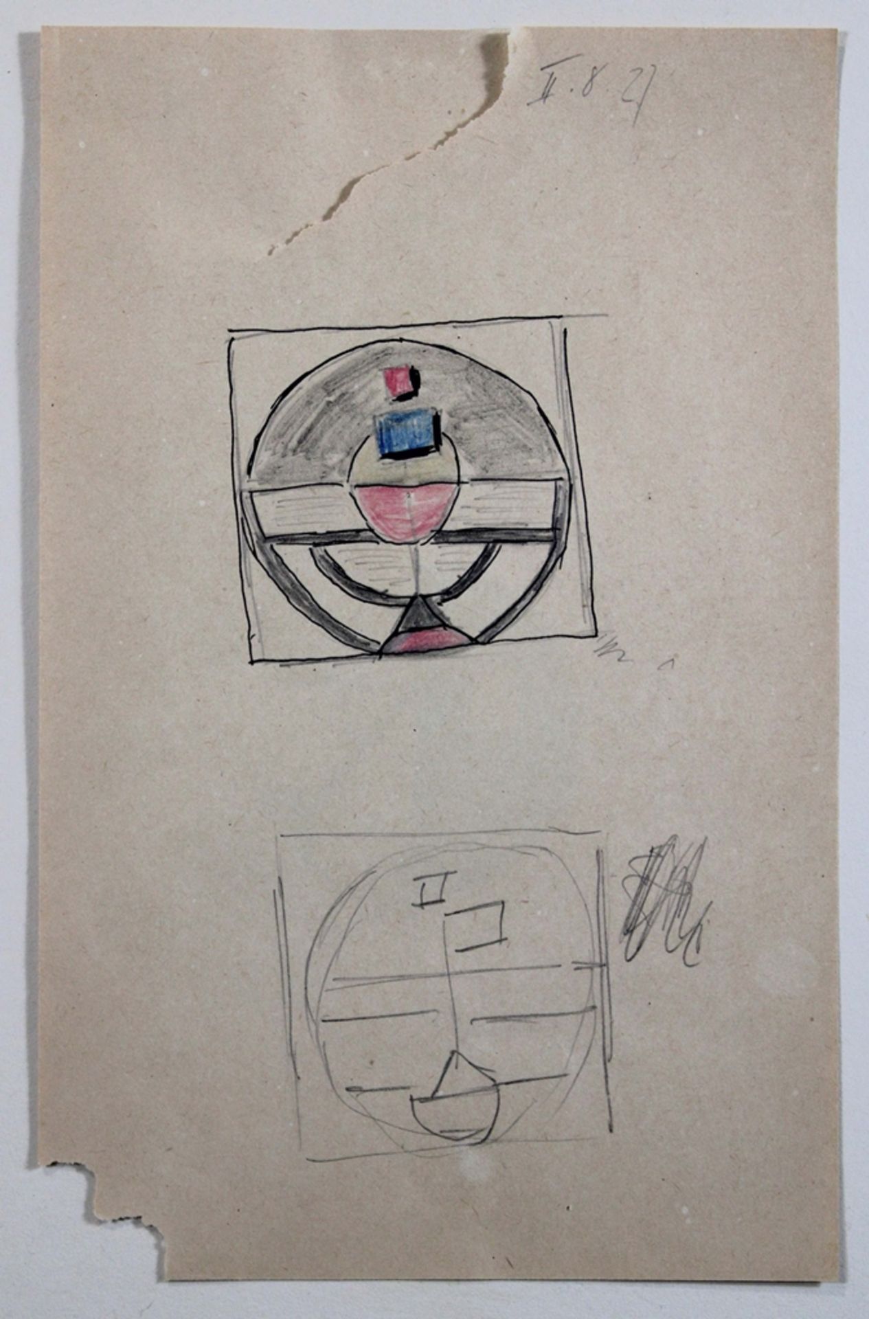 August Agatz (1904 - 1945), Abstrakte Komposition, 1927, Collage, unten rechts signiert und datiert - Image 4 of 4