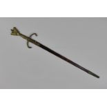 Schwert mit Scheide, Nordafrika/Marokko, Stempelmarke, figürliche Griff, Klingenlängen: 77,5 cm, Ge