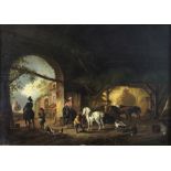 Wouter Verschuur der Ältere (niederländisch, 1812 - 1874), Pferdestall, 19. Jh., Öl auf Leinwand, u