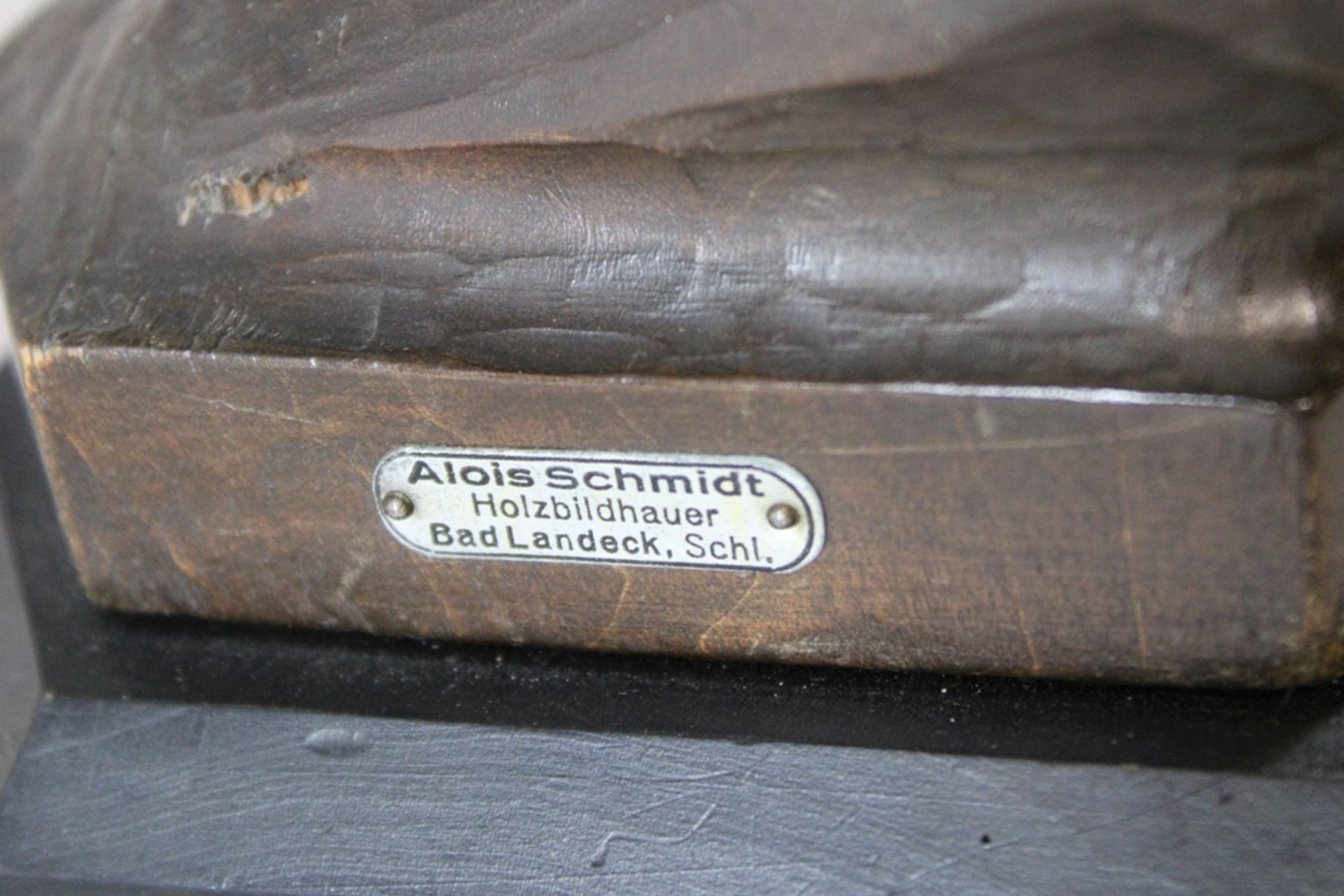 Aloys Schmidt (deutsch, 1855 - 1939), Röhrender Edelhirsch, Holz, Erste Hälfte 20. Jh., Inschrift: - Image 3 of 3