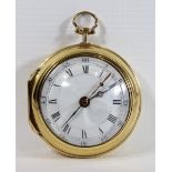 Goldene Herrentaschenuhr, Frankreich, Ende 18 Jh., Spindeluhr mit Schlüsselaufzug, Übergehäuse, mi