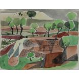 Kurt Neyers (deutsch, 1900 - 1969), Landschaft, um 1950 - 1959, Aquarell und Bleistift auf Papier,