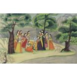 Indische Stoffmalerei, Krishna, zweite Hälfte 20. Jh., Lichtmaß: 87 x 58,5 cm, Rahmen: 99,5 x 71,5