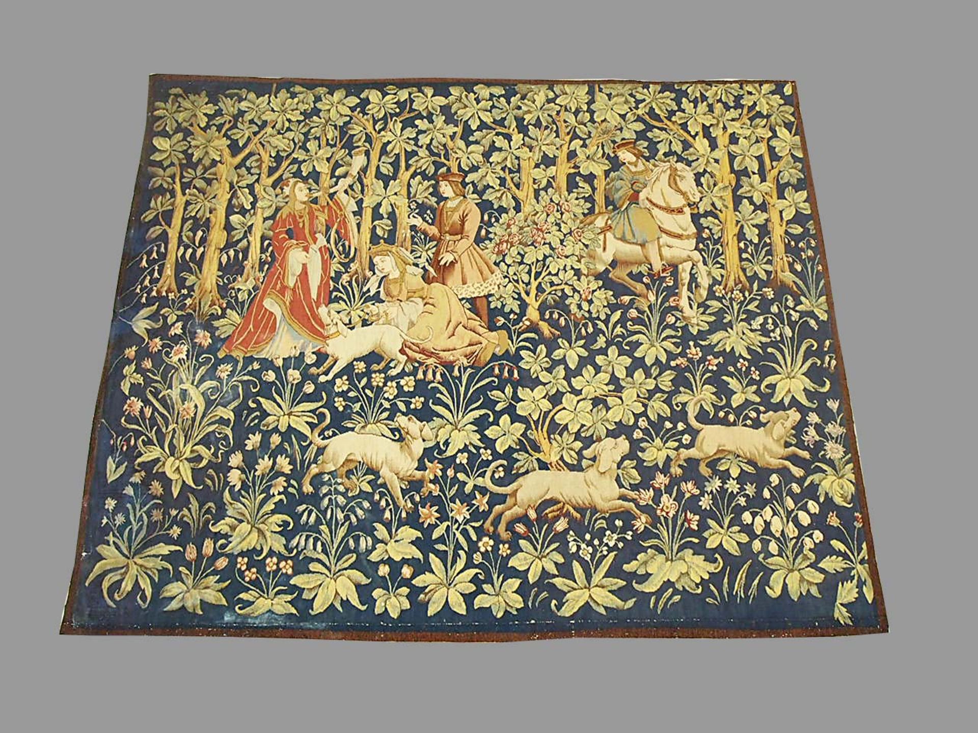 Tapisserie "Jagdgesellschaft mit Hunden"