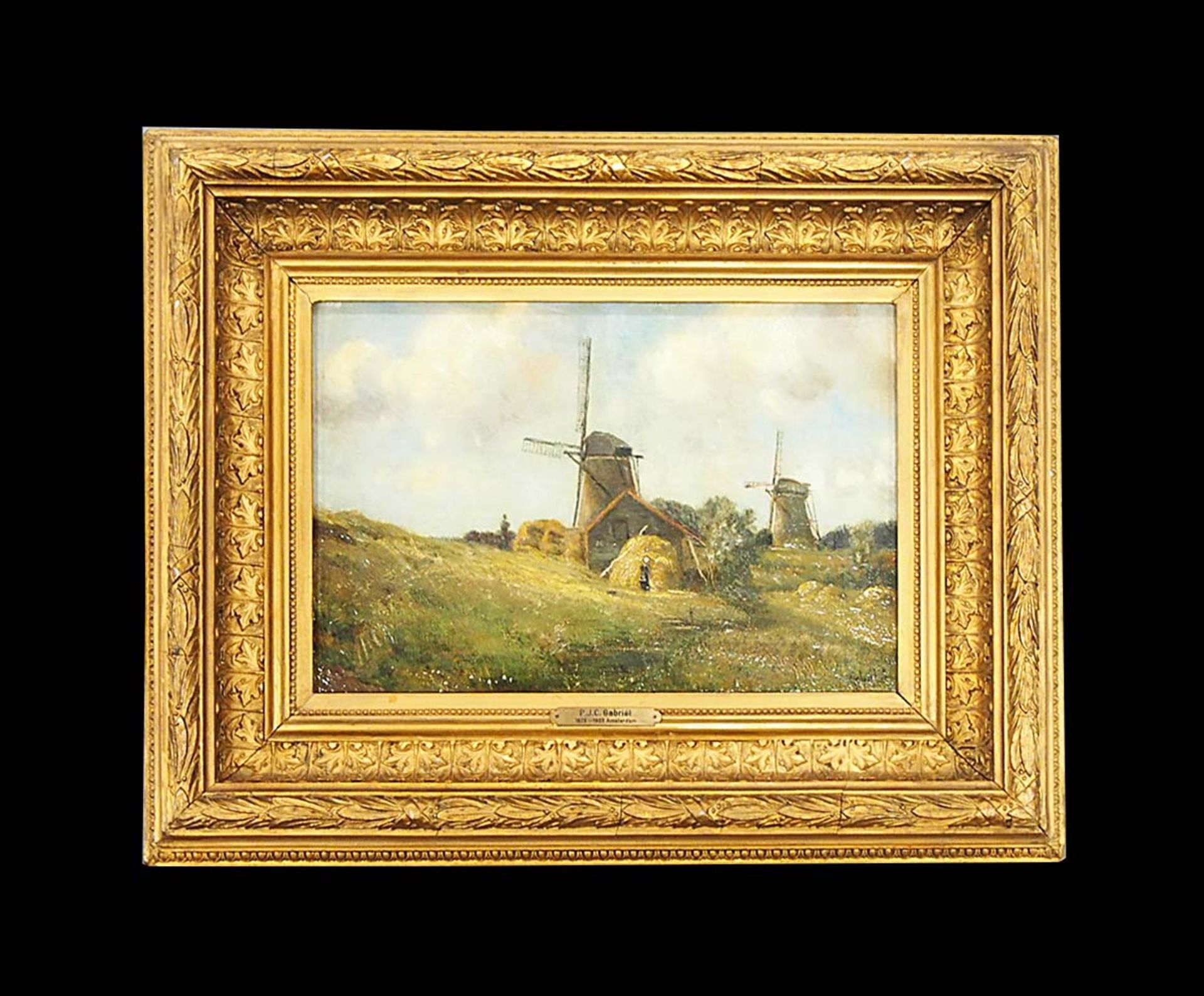 GABRIEL, Paul Joseph Constantin: Holländische Landschaft mit Windmühlen