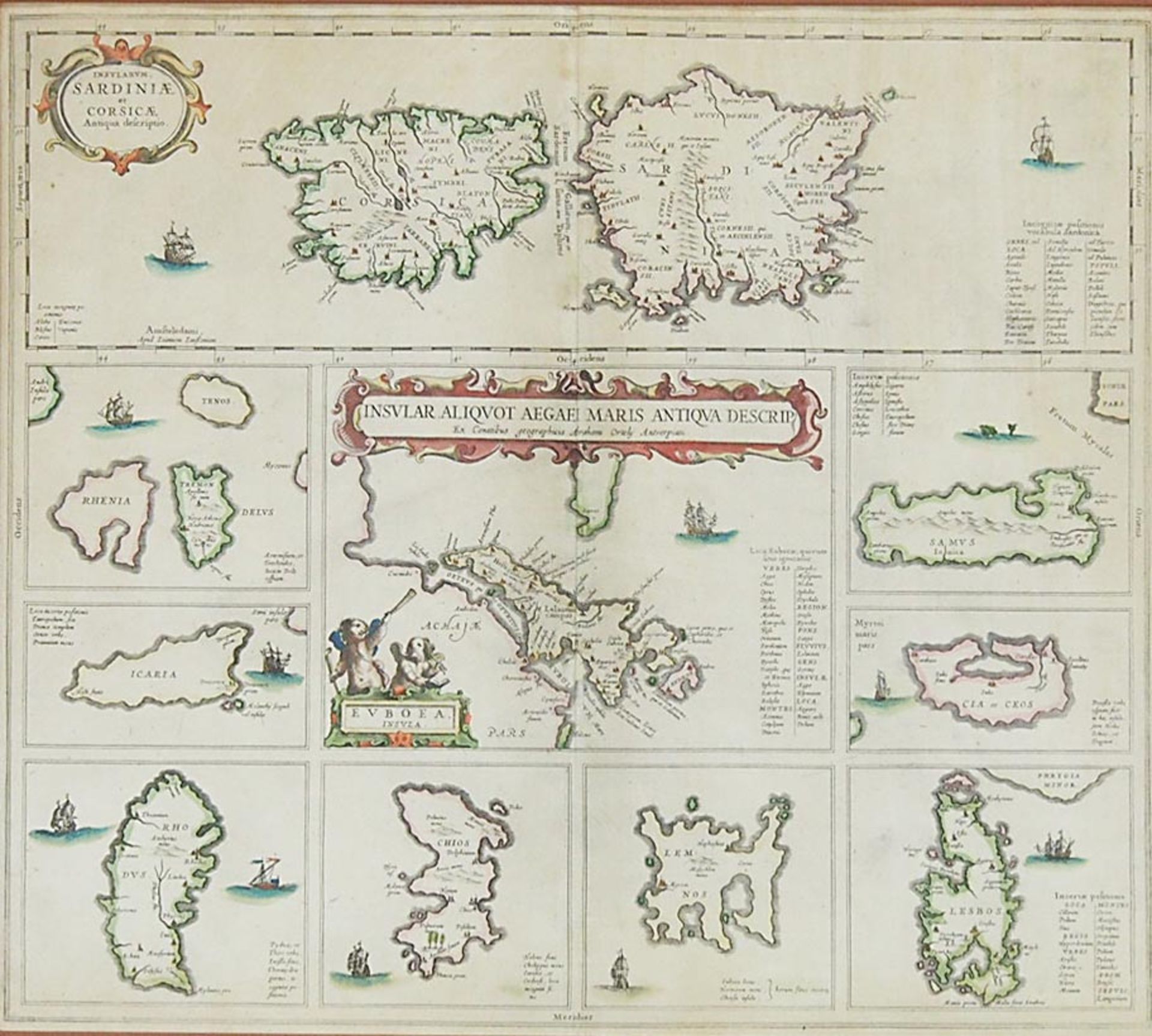 ORTELIUS, Abraham: Insular aliquot Aegaei maris antiqua descrip. - Insularum Sardiniae et Corsicae - Bild 2 aus 2