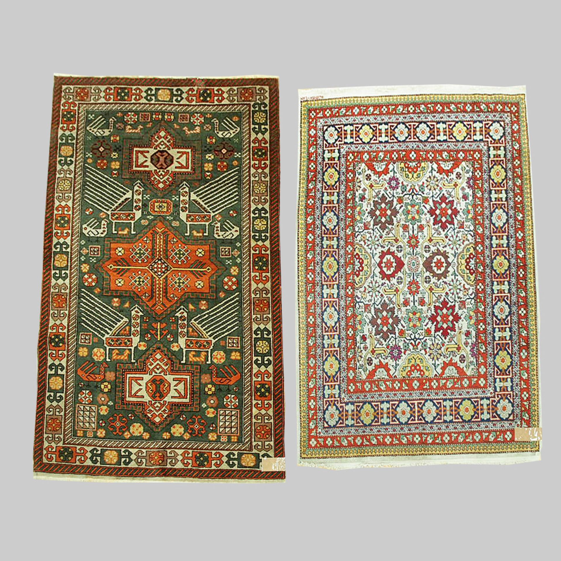 2 Teppiche Azerbaidschan, 158 x 102 cm, 146 x 100 cm, Zustand C, 20. Jahrhundert