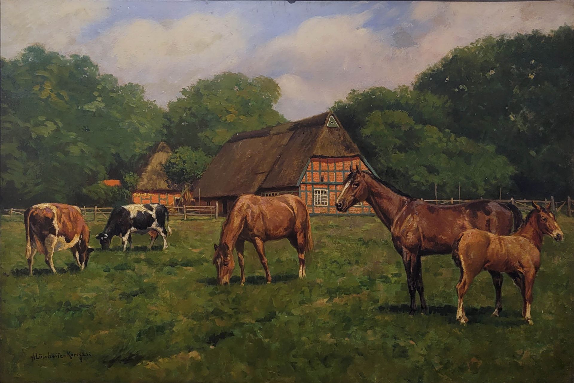 LÜSCHWITZ-KOREFFSKI, Arnold: Hof in Niedersachsen mit Kühen und Pferden - Image 2 of 5