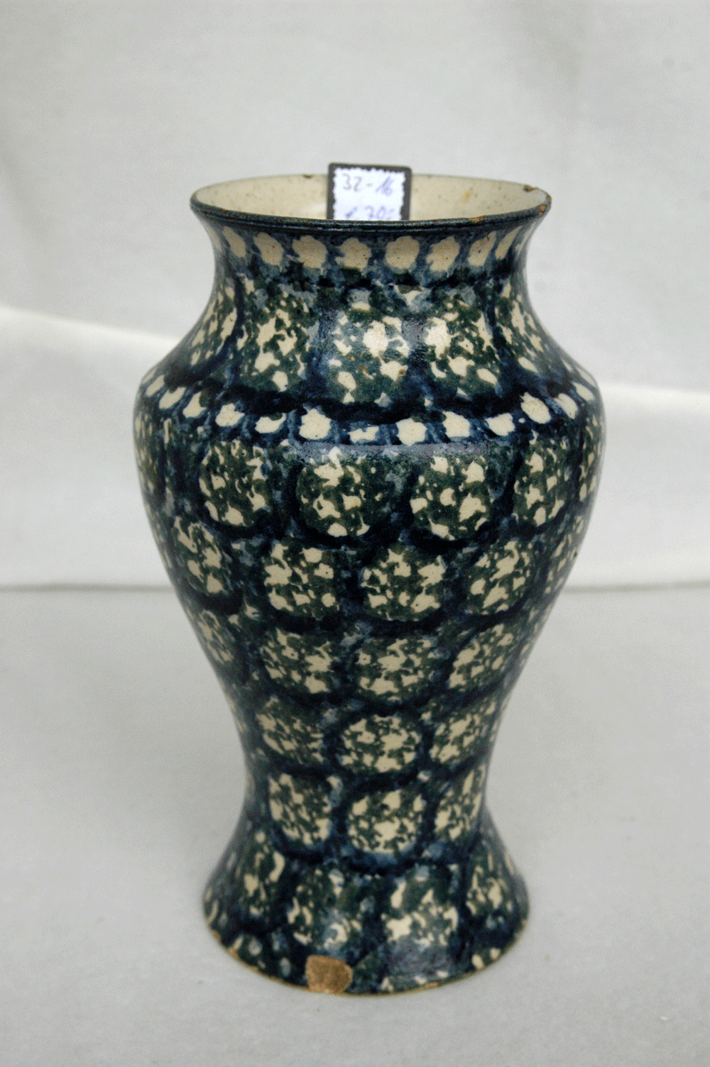 Bunzlauer Vase, h= 21 cm, dunkelblau grün